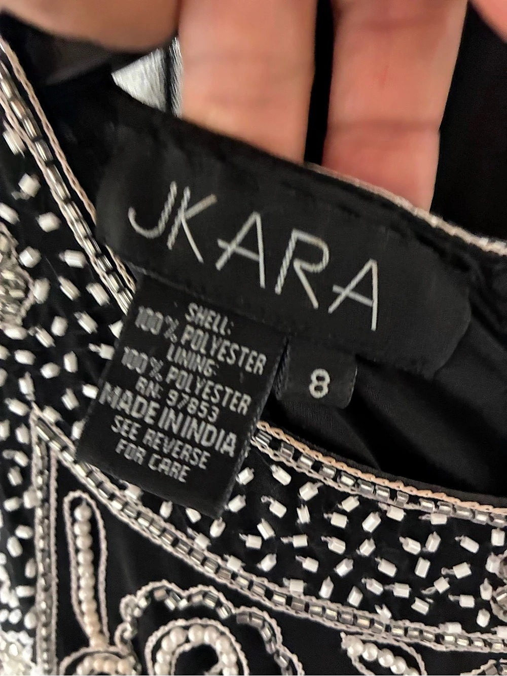 Kara Floral Embellished Maxi Dress in Black & White Size 8
